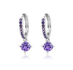 Elegant zircon heart earrings purple