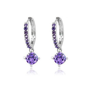 Elegant zircon heart earrings purple