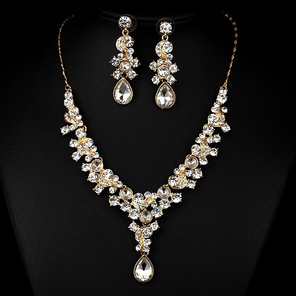 Wedding bride necklace earrings transparent diamond jewelry