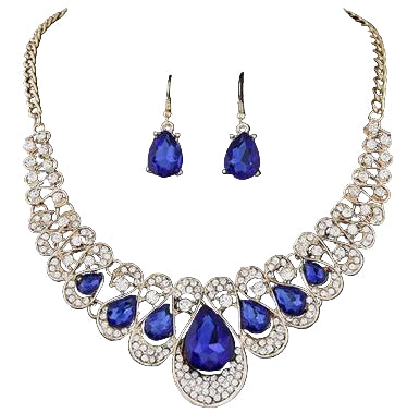 Sparkling jewelry set with matching blue necklace and earrings for teens