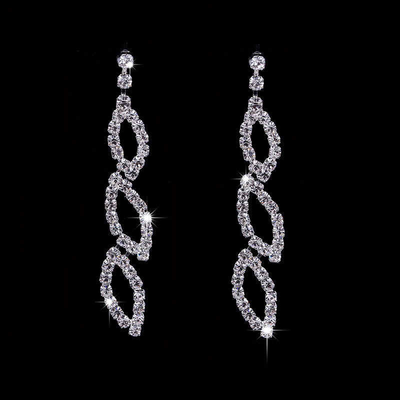 Silver rhinestone wedding necklace with matching earrings
