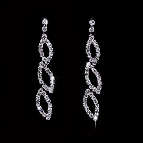 Silver rhinestone wedding necklace with matching earrings