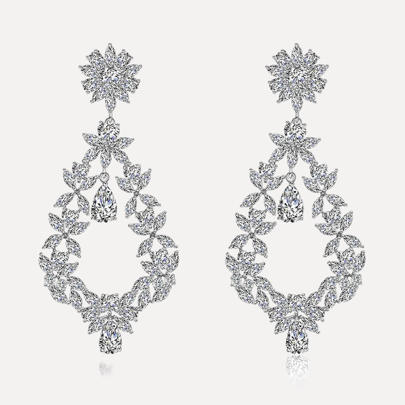 Floral wreath zircon statement earrings for women