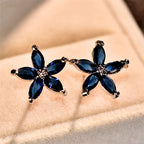 Fashion copper zircon petal earrings close-up