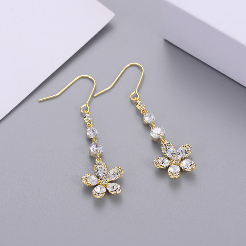 Trendy zircon tassel earrings with electroplated finish