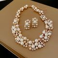 Elegant multi-layer pearl necklace with geometric round design