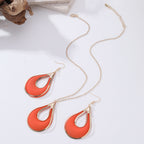 Elegant water drop pendant necklace and earrings set