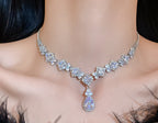 Zircon teardrop necklace and earrings set for women