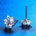 Fashion hexagram stud earrings with moissanite and zircon for young girls
